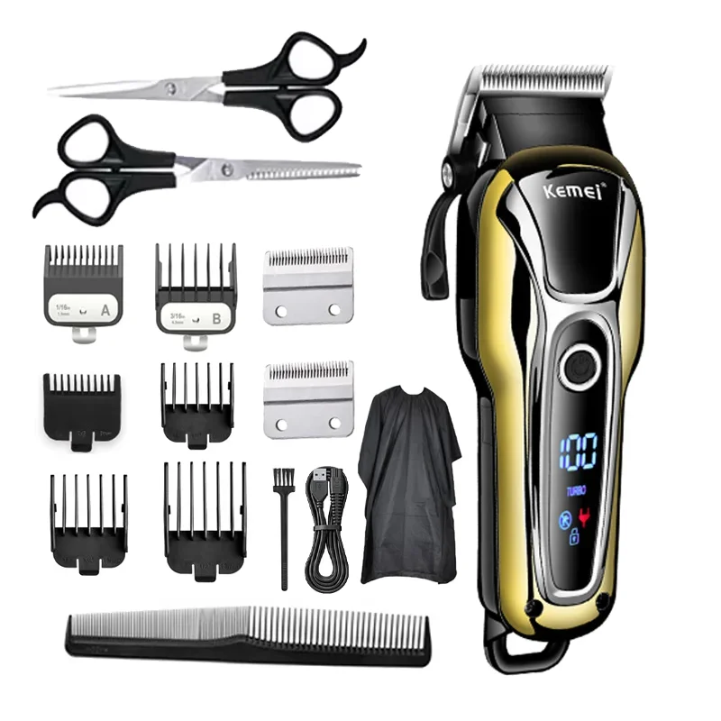 Beard Trimmer Cordless - Professional Hair Clipper Kemei KM-1990 Rechargeable