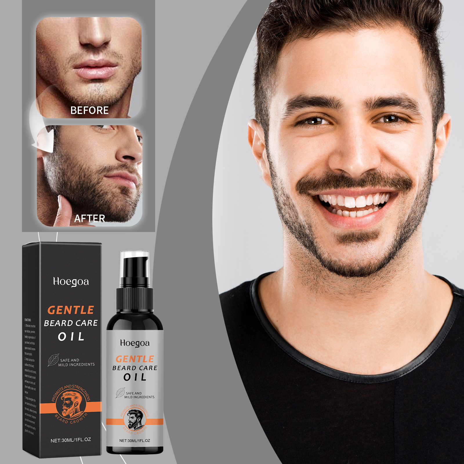 Beard Oil Growth - Men Beard Oil Enhance Mustache Nourishing