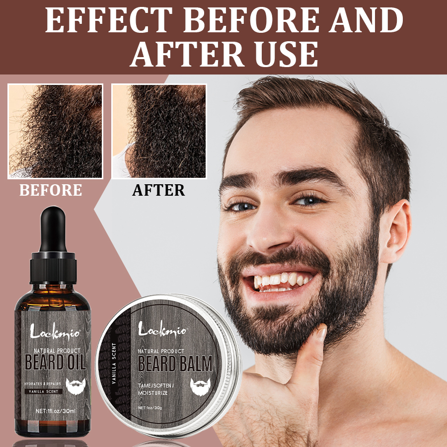 Beard Oil Growth - LOCKMIO 2pcs Natural Vanilla Scent Beard