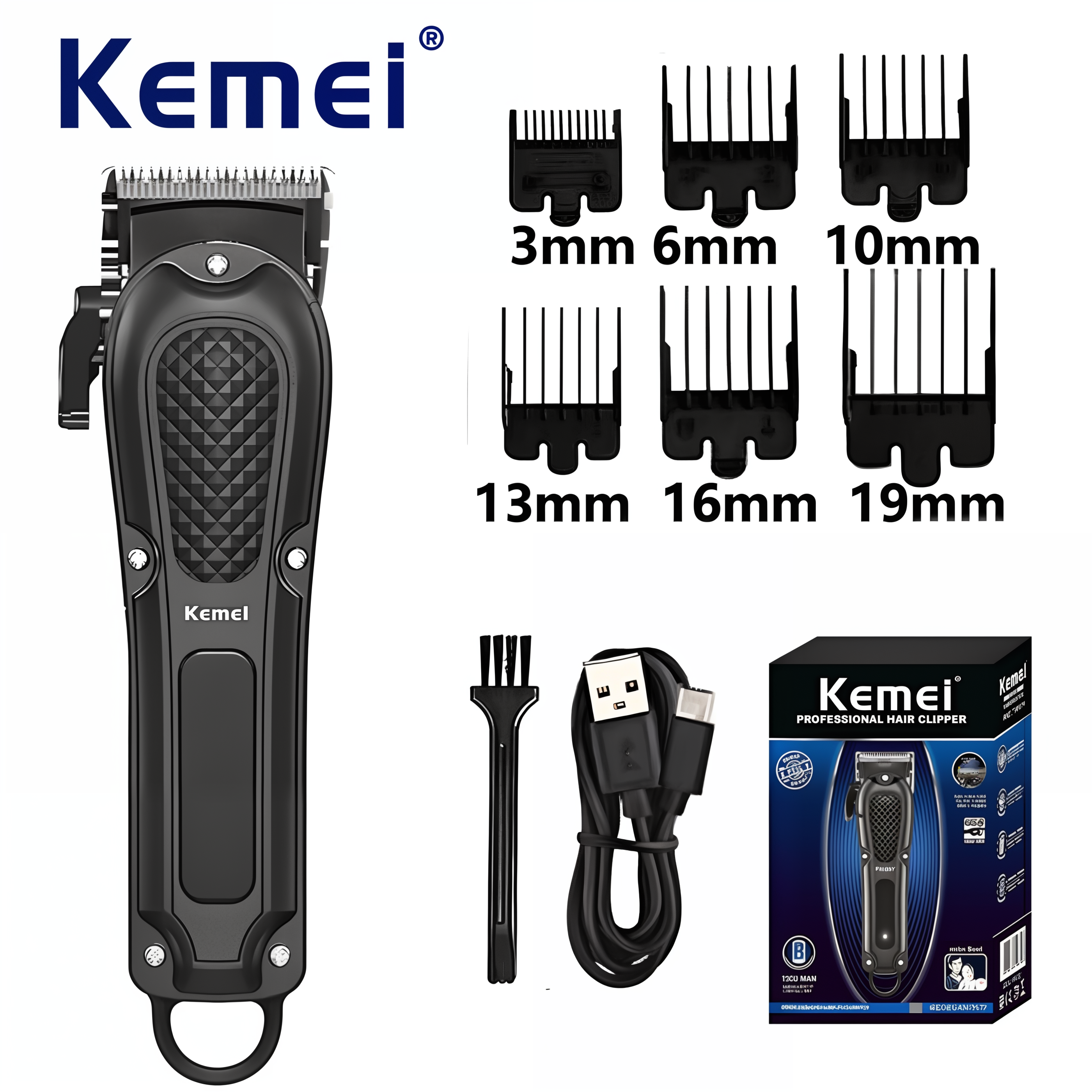 Beard Trimmer Cordless - Kemei KM-1071 Electric Hair clipper USB