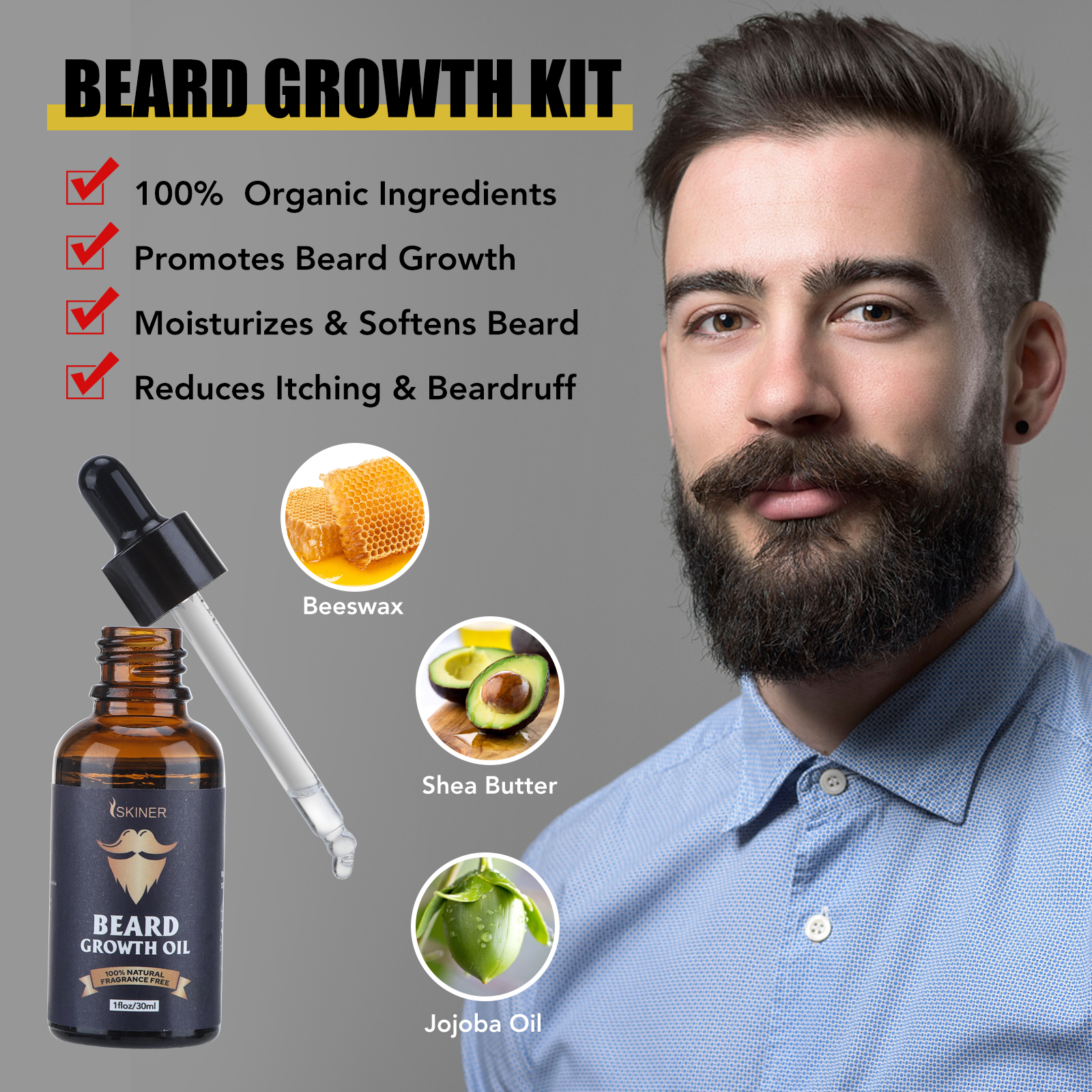 Beard Growth Kit For Men Barbe – обзор и цена Beard Oil Growth